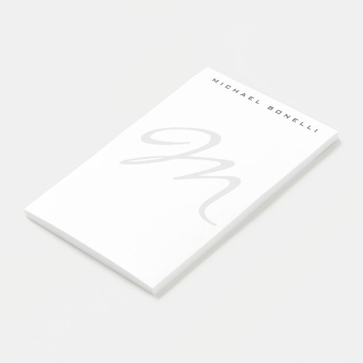 Elegant Modern Monogram Initial Brief Ihr Name Post-it Klebezettel (angewinkelt)