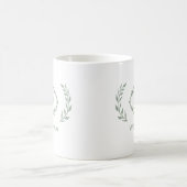 Elegant Modern Monogram Laurel Wreath Trendy Green Kaffeetasse (Mittel)