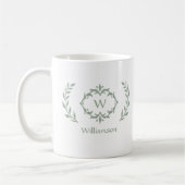 Elegant Modern Monogram Laurel Wreath Trendy Green Kaffeetasse (Links)