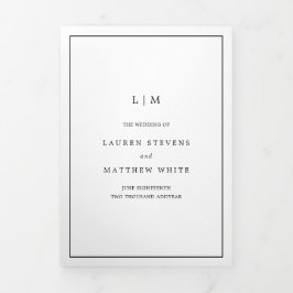 Elegant Modern Monogram Simple Wedding Dreifach Gefaltete Einladung