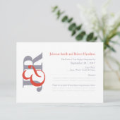 Elegant Modern Monogram Wedding RSVP Karte (Stehend Vorderseite)