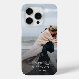 Elegant Modern Mr. and Mrs Monogram Wedding Foto Case-Mate iPhone Hülle