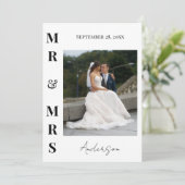 Elegant Modern Mr. und Mrs. Wedding Vielen Dank Dankeskarte (Stehend Vorderseite)