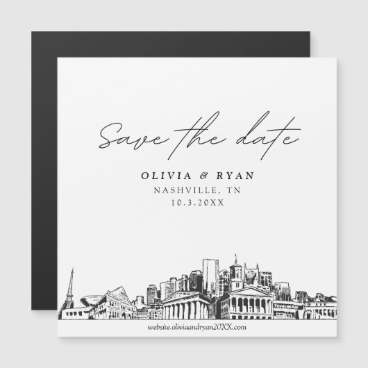 Elegant Modern Nashville Save the Date Magnet (Vorne/Hinten)