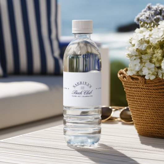 Elegant Modern Navy Blue Bachelorette Wasserflaschenetikett