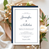 Elegant Modern Navy Blue Script Wedding Einladung