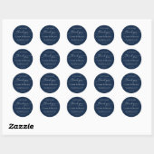 Elegant Modern Navy Blue Wedding Vielen Dank Runder Aufkleber (Blatt)