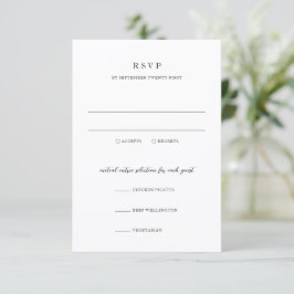 Elegant Modern Neutral Wedding RSVP Karte