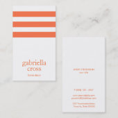 Elegant modern, orange und weiß gestreift visitenkarte (Vorne/Hinten)