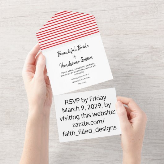 Elegant Modern Patriotic 4. Juli Hochzeit All In One Einladung (Abreißen)