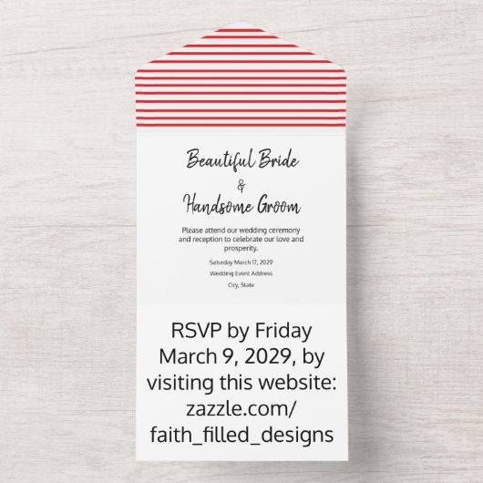 Elegant Modern Patriotic 4. Juli Hochzeit All In One Einladung (Innen Boden)