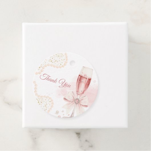 Elegant Modern Pearls & Prosecco Bridal Shower Geschenkanhänger (Beispiel)