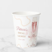 Elegant Modern Pearls & Prosecco Bridal Shower Pappbecher (Rückseite)