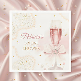 Elegant Modern Pearls & Prosecco Bridal Shower Serviette