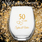 Elegant Modern Personalisiert Gold 50 Jahre alt Weinglas Ohne Stiel
