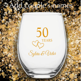 Elegant Modern Personalisiert Gold 50 Jahre alt Weinglas Ohne Stiel