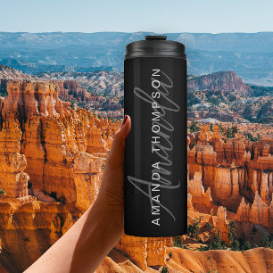 Elegant modern Personalisiert mit Name Monogram Thermosbecher