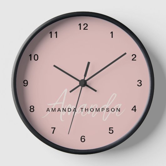Elegant modern Personalisiert mit Name Monogram Uhr (Vorderseite)