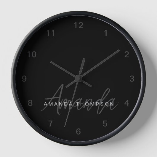 Elegant modern Personalisiert mit Name Monogram Uhr (Vorderseite)
