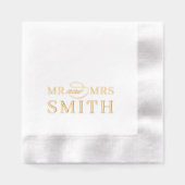 Elegant Modern Personalisiert Mrs. und Mrs. Monogr Servietten Mit Folie (Vorderseite)