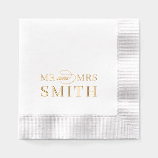 Elegant Modern Personalisiert Mrs. und Mrs. Monogr Servietten Mit Folie (Vorderseite)