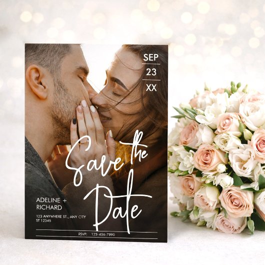 Elegant Modern Photo Save the Date Wedding Einladung