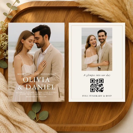 Elegant Modern Photo Wedding Einladung