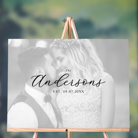 Elegant Modern Photo Wedding Guest Signing Board Acrylschild (Neutral)