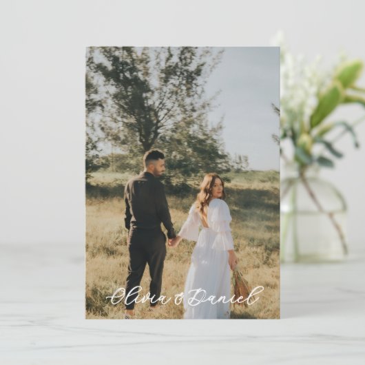 Elegant Modern Photo Wedding Program Template Programm (Stehend Vorderseite)