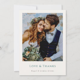 Elegant Modern Photos Script Love & Thanks Wedding Dankeskarte