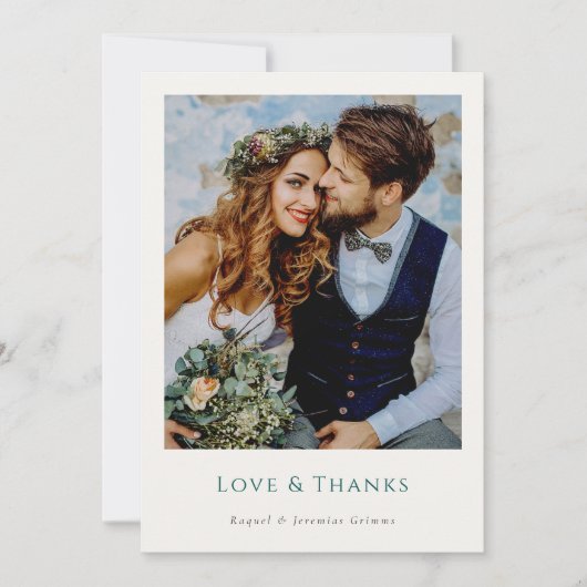 Elegant Modern Photos Script Love & Thanks Wedding Dankeskarte (Vorderseite)