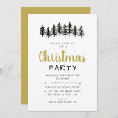 Elegant Modern Pine Forest Christmas Party Einladung (Vorne/Hinten)