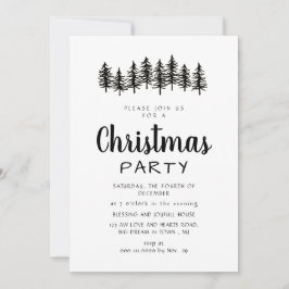 Elegant Modern Pine Forest Christmas Party Einladung