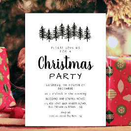 Elegant Modern Pine Forest Christmas Party Einladung