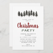 Elegant Modern Pine Forest Christmas Party Einladung (Vorne/Hinten)