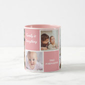 Elegant Modern Pink and White Mug with Family  Tasse (Zentrum)