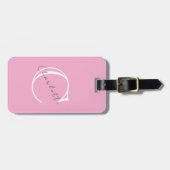 Elegant Modern Pink Monogram Initial Name Gepäckanhänger (Vorderseite horizontal)