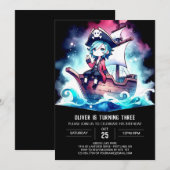 Elegant Modern Pirate Birthday Einladung (Vorne/Hinten)