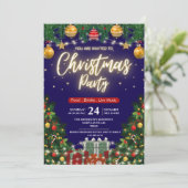 Elegant Modern Plaid Green Christmas Party  Einladung (Stehend Vorderseite)