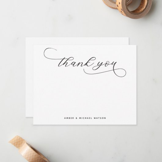 Elegant Modern Premium Danke, Script Mitteilungskarte (Vorderseite/Rückseite Beispiel)