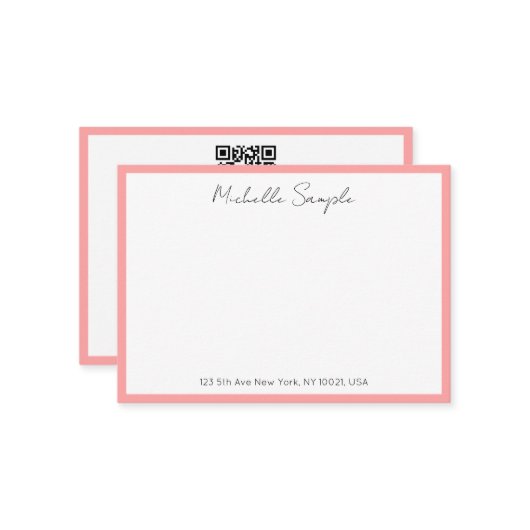 Elegant Modern QR Code Typography Script Name Mitteilungskarte (Vorderseite/Rückseite Beispiel)