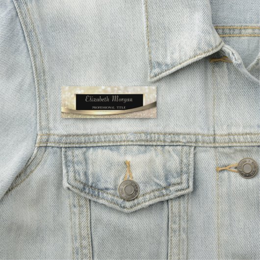 Elegant modern, Rahmen, Streifen, Bokeh Namensschild (Beispiel)