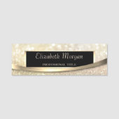 Elegant modern, Rahmen, Streifen, Bokeh Namensschild (Vorderseite)