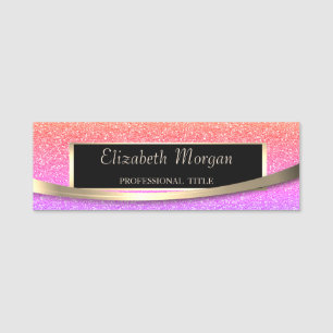 Elegant modern, Rahmen, Streifen, Glitter Ombre Namensschild