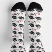 Elegant Modern Red and Black Holly Pattern Socken (Oben)