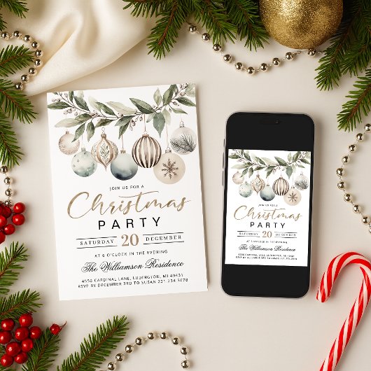 Elegant Modern Retro Christmas Party Invitation Einladung