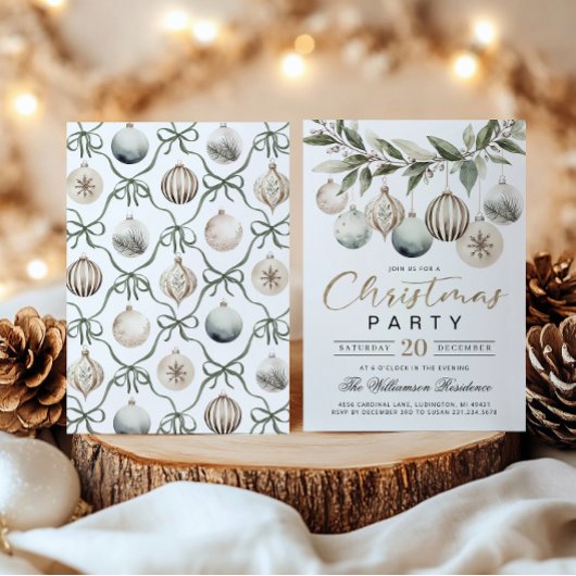 Elegant Modern Retro Christmas Party Invitation Einladung