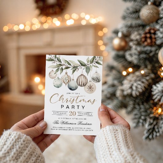 Elegant Modern Retro Christmas Party Invitation Einladung