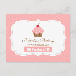 Elegant, Modern, Rosa Cupcake, Bäckerei-Gutschein Postkarte