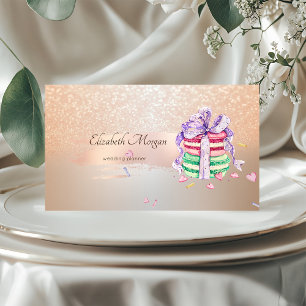 Elegant Modern, Rose Gold Pinselstrich, Macarons Visitenkarte